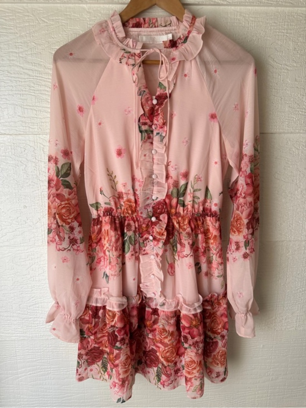 Rachel Parcell Pink Floral Ruffle Mini Dress Small